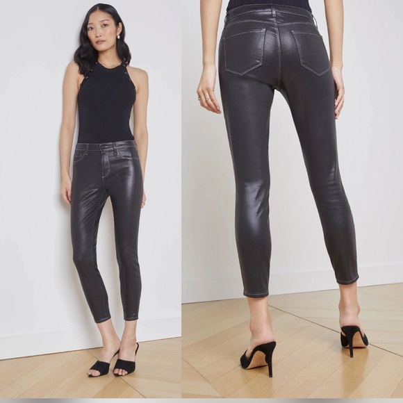 L'AGENCE Coated Black Skinny Jeans - Picture 1 of 1